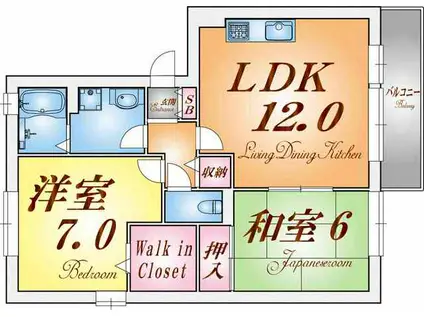 クレールプラザ立花(2LDK/2階)の間取り写真