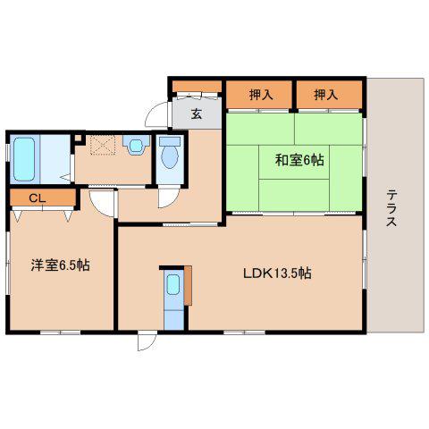 フェリシティーC(2LDK/1階)の間取り写真
