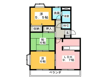 WOOD HILLS A棟(3LDK/2階)の間取り写真