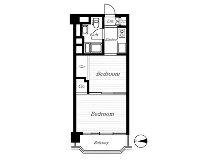 ヴィラ桜ヶ丘(ワンルーム/2階)の間取り写真