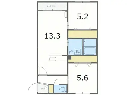 CORTILE曙A(2LDK/2階)の間取り写真