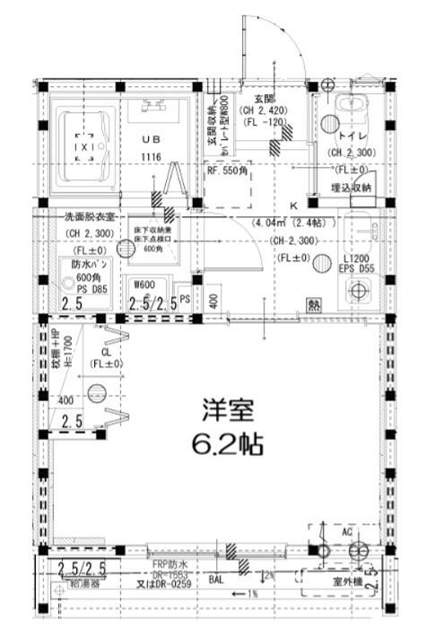 グランソフィア蕨(1K/2階)の間取り写真