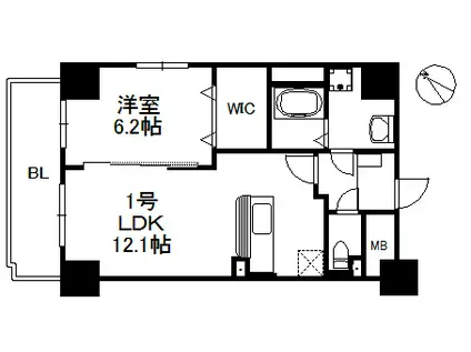 アリエス学研都市(1LDK/4階)の間取り写真
