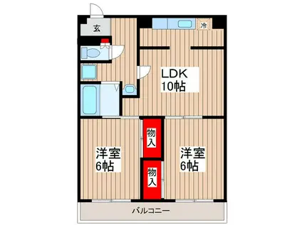 ホワイトコートIII(2LDK/8階)の間取り写真