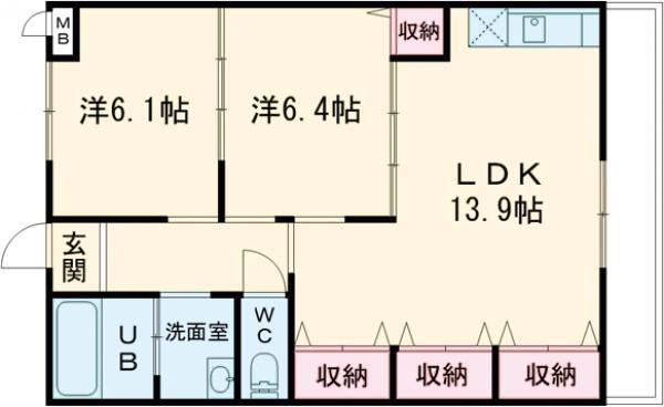サンライズ(2LDK/2階)の間取り写真