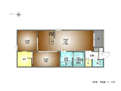 REGALEST廿軒家(2LDK/1階)の間取り写真