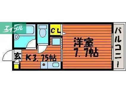 サンライズビル(1K/2階)の間取り写真