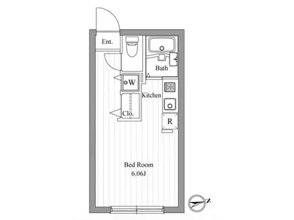 ゼスティ東新宿(1K/4階)の間取り写真