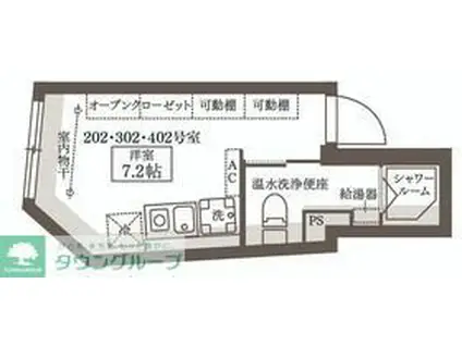 COCOCUBE高円寺II(ワンルーム/2階)の間取り写真