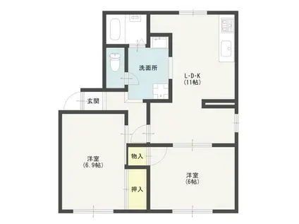 リブルフレグランスI(2LDK/2階)の間取り写真