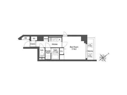 AIFLAT中目黒(1K/4階)の間取り写真