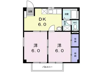 サニーハイツ(2DK/2階)の間取り写真