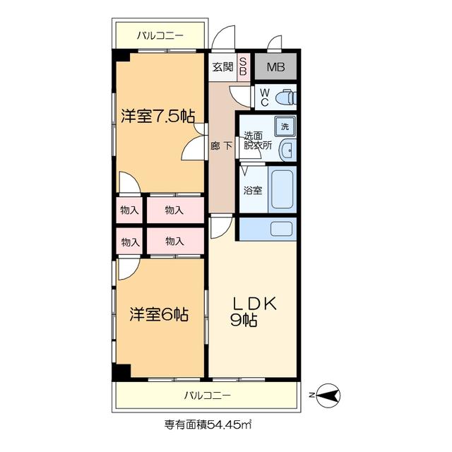 パークサイド中川(2LDK/4階)の間取り写真