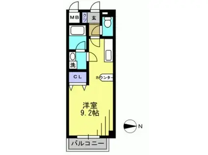 ビバス萩中(ワンルーム/2階)の間取り写真