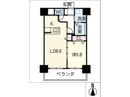 ヒルズ鳴海 (1LDK/6階)の間取り写真