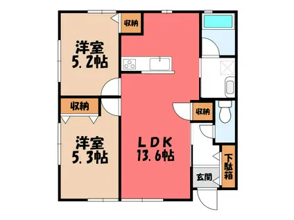 サンモールC(2LDK/1階)の間取り写真