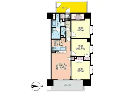 プレシス本厚木レジデンス(3LDK/2階)の間取り写真