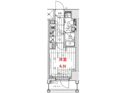 レガリス品川天王州ベイサイドコート(1K/13階)の間取り写真