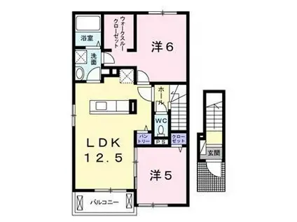 カーサ・ルーチェ(1LDK/2階)の間取り写真