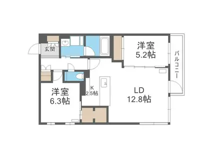 PRIME COURT LA FORET平岸プライムコートラフォーレ(2LDK/4階)の間取り写真