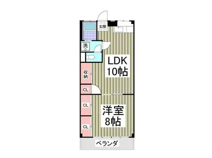 パークワイズ草加 旧サタカコーポ(1LDK/2階)の間取り写真