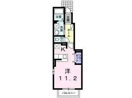 メゾン・カメリアII(1K/1階)の間取り写真