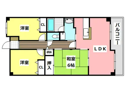 パセオ南茨木(3LDK/4階)の間取り写真