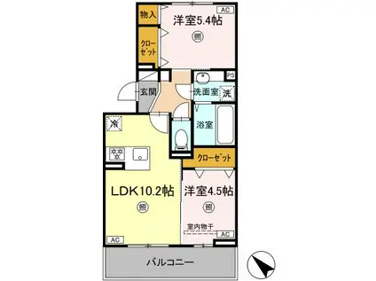 カルムハウス長嶺南(2LDK/3階)の間取り写真