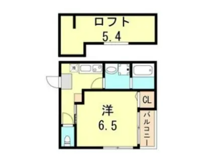 プランドール神戸(1K/2階)の間取り写真