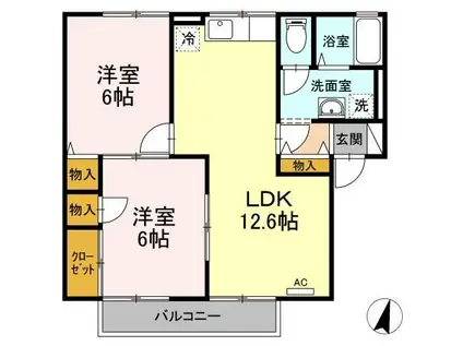 フラッツジョイ(2LDK/1階)の間取り写真