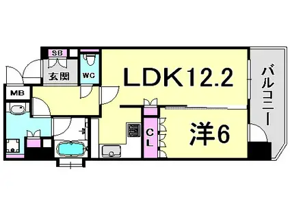 リーガル神戸海岸通(1LDK/10階)の間取り写真