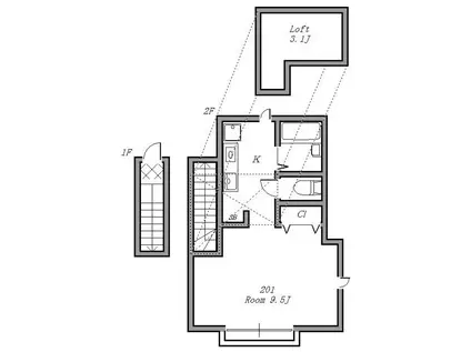 SOLANA国立(ワンルーム/2階)の間取り写真