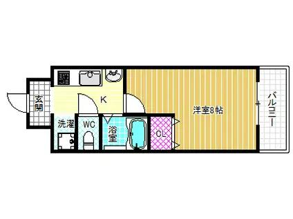 CITY SPIRE北梅田(1K/2階)の間取り写真