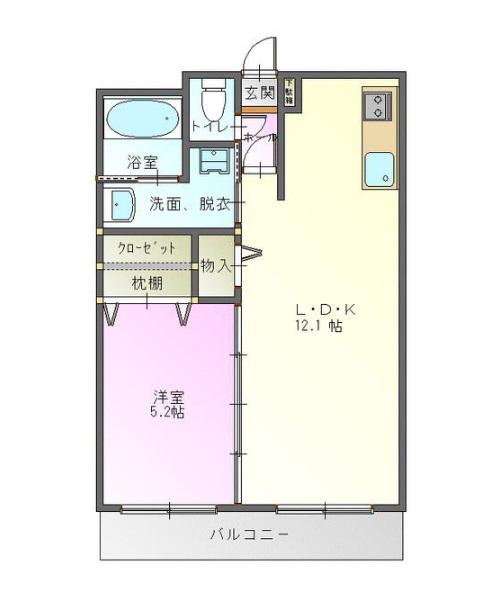 LALO I(1LDK/1階)の間取り写真