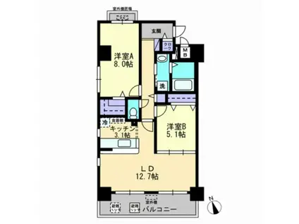 リッチ・クレールマンション(2LDK/3階)の間取り写真