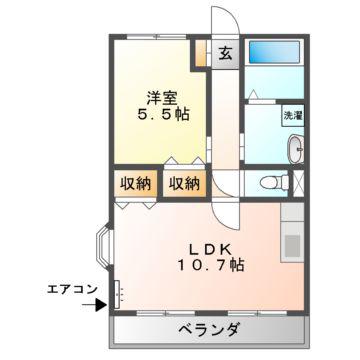 エクセルフジ(1LDK/2階)の間取り写真