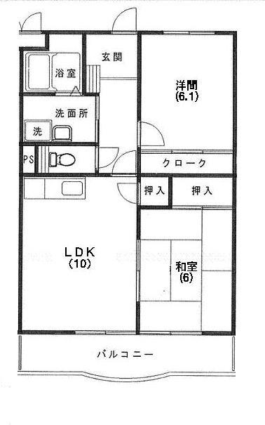 グローリー(2LDK/3階)の間取り写真