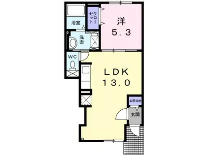 メゾンド ソレイユIII(1LDK/1階)の間取り写真