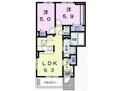 中村家 土佐 II(2LDK/1階)の間取り写真