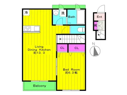 ESPERERANZA(1LDK/2階)の間取り写真