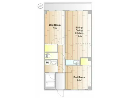 アパートメントカヤ田園調布 202(2LDK/2階)の間取り写真