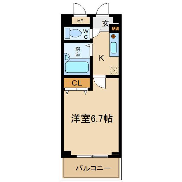 アクティ塚口(1K/6階)の間取り写真