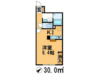 レオネクストソレイユ柏II(1K/1階)の間取り写真