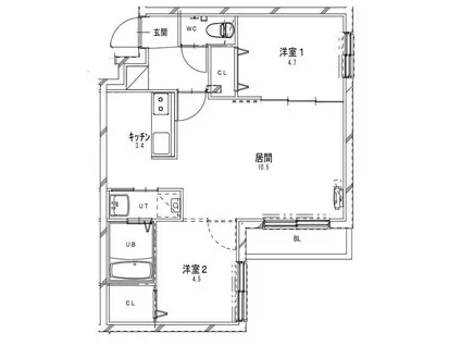 シティプレミア環状通東(2LDK/2階)の間取り写真