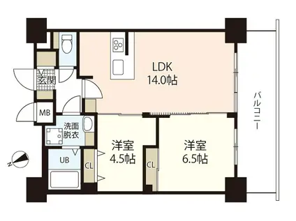 S-RESIDENCE鶴見町ALTANO(2LDK/9階)の間取り写真