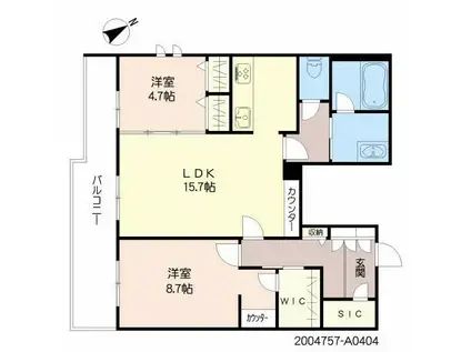 HERITAGE NAKAI MANOIR(2LDK/4階)の間取り写真