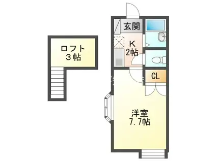 シェリール・ミニA(1K/2階)の間取り写真