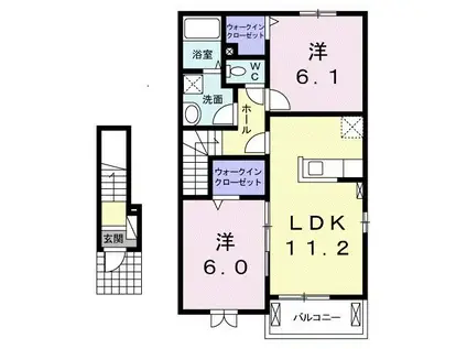 コスモグランツ(2LDK/2階)の間取り写真