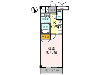 グランシャリオ(1K/2階)の間取り写真