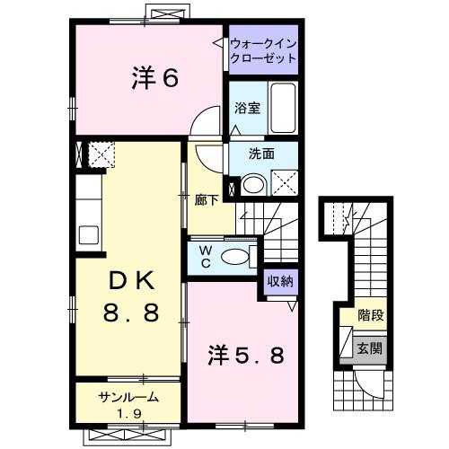 ポライトリ- KI(2DK/2階)の間取り写真